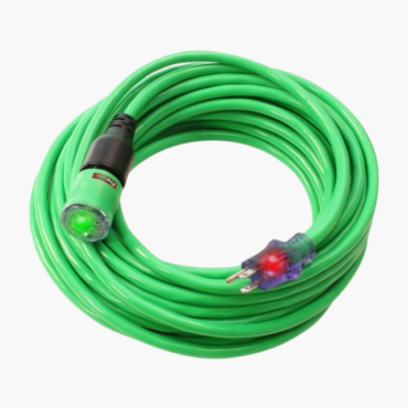 Century Wire & Cable Pro Lock™ 100ft Lighted Extension Cord with CGM, 12_3 SJTW, Green